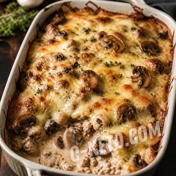 Рецепты на кето: Запеканка из куриного фарша с шампиньонами и сыром Рецепты на кето: Запеканка из куриного фарша с шампиньонами и сыром