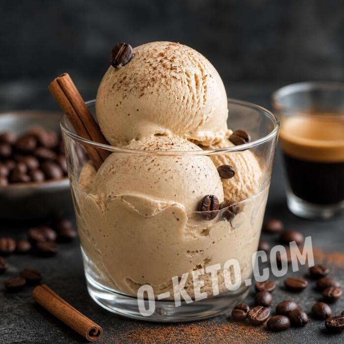 Кофейное кето-мороженое с эспрессо, корицей и кофейным ликёром Кофейное кето-мороженое с эспрессо, корицей и кофейным ликёром