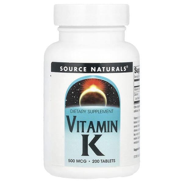 Source Naturals, Vitamin K, 500 mcg, 200 Tablets Source Naturals, Vitamin K, 500 mcg, 200 Tablets
