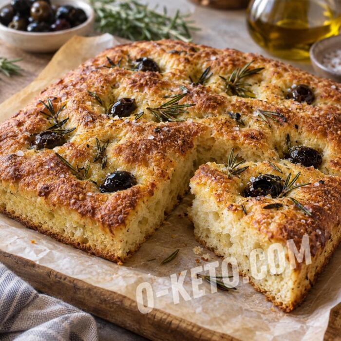 Keto focaccia with almond flour and egg white