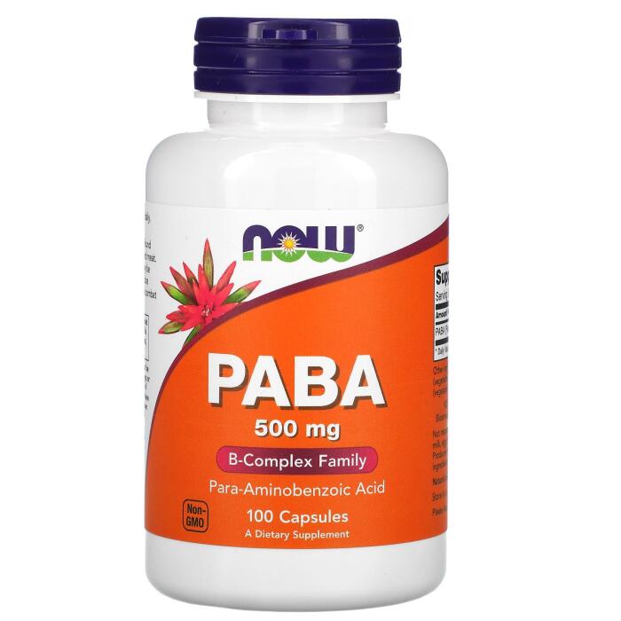 NOW Foods, PABA, 500 mg, 100 Capsules NOW Foods, PABA, 500 mg, 100 Capsules