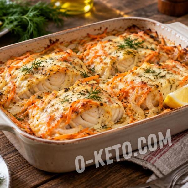 Rețete keto: Pollock copt cu ceapă și morcov