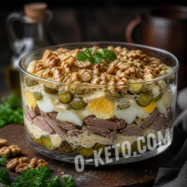 Rețete keto: Salată de vită cu castraveți murați și ouă