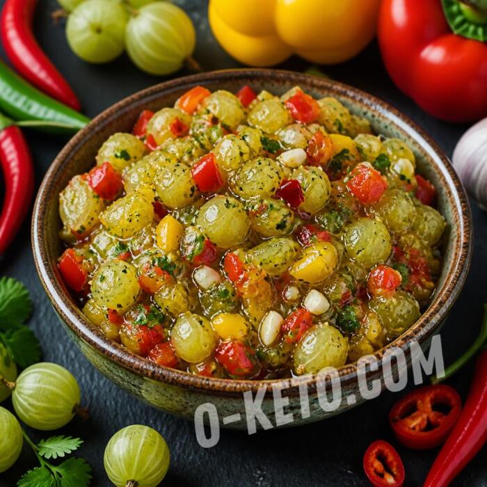 Соус из крыжовника с перцем и чесноком Соус из крыжовника с перцем и чесноком