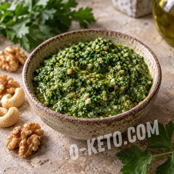 Rețete keto: Pesto de pătrunjel cu nuci și caju