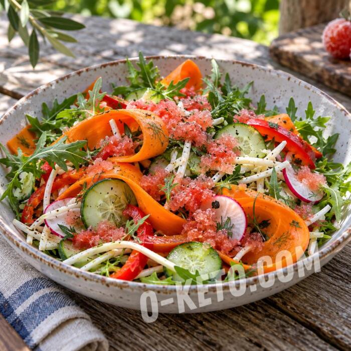 Bright Summer Salad with Marinated Carrot and Frozen Tomato Bright Summer Salad with Marinated Carrot and Frozen Tomato