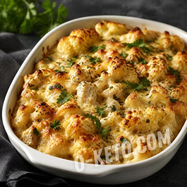 Рецепты на кето: Запеканка из курицы с цветной капустой