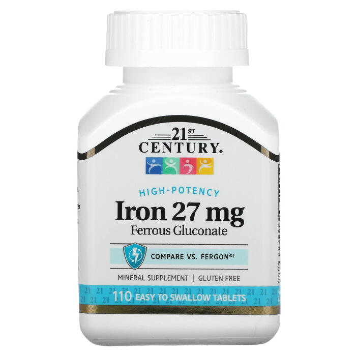 21st Century, High-Potency Iron, 27 mg, 110 Easy to Swallow Tablets 21st Century, High-Potency Iron, 27 mg, 110 Easy to Swallow Tablets