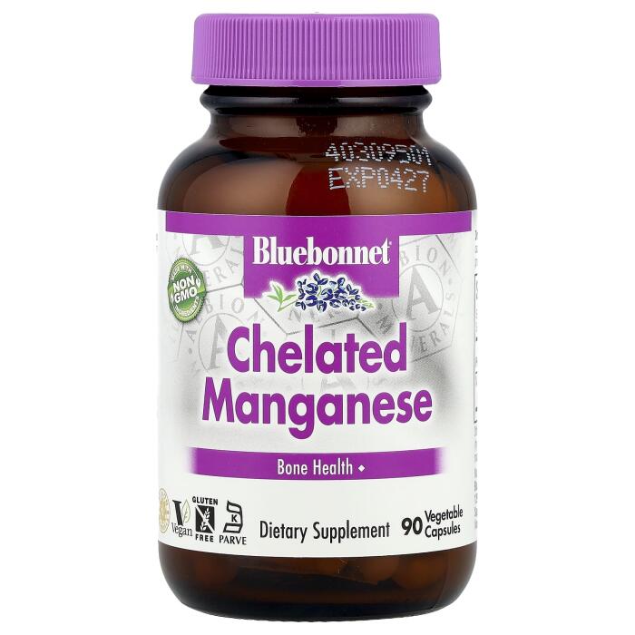 Bluebonnet Nutrition, Chelated Manganese, 10 mg, 90 Vegetable Capsules Bluebonnet Nutrition, Chelated Manganese, 10 mg, 90 Vegetable Capsules