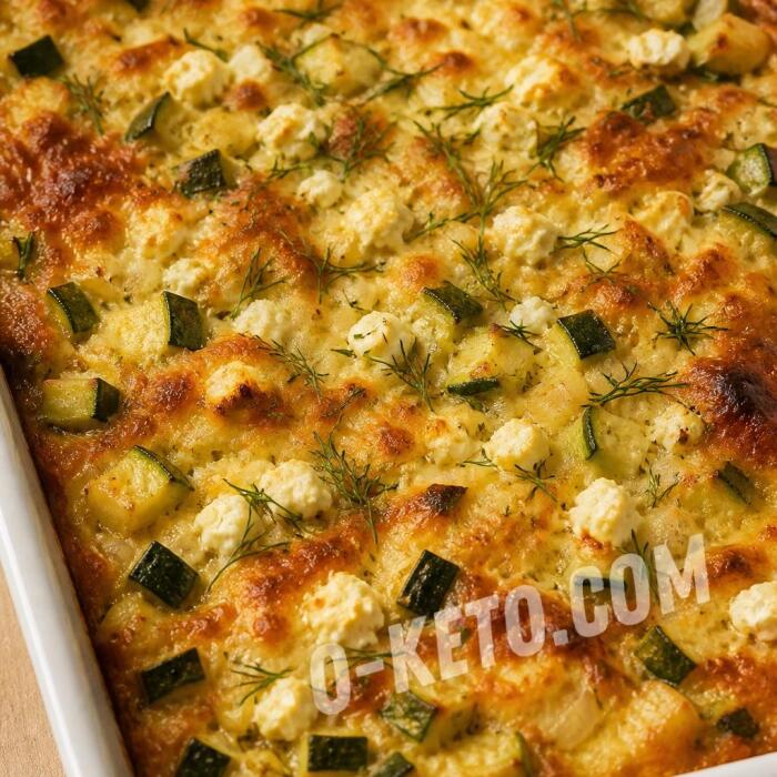 Budincă de dovlecei cu brânză feta Budincă de dovlecei cu brânză feta