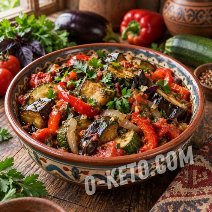 Аджапсандали с баклажаном и овощами