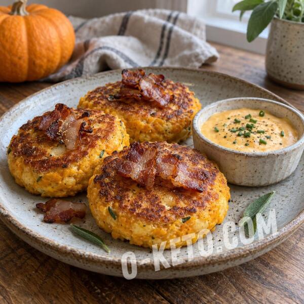 Keto recipes: Savory Pumpkin Cottage Cheese Patties with Bacon and Cheese Sauce Keto recipes: Savory Pumpkin Cottage Cheese Patties with Bacon and Cheese Sauce