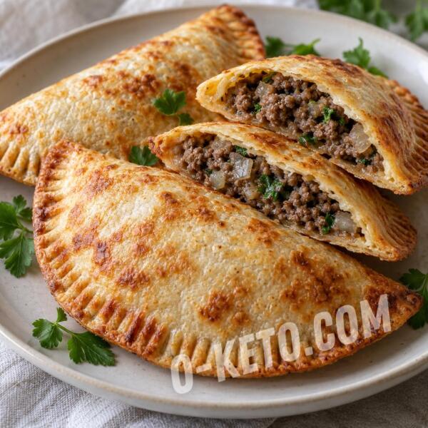 Rețete keto: Chebureki coapte în lipie low-carb, cu carne de vită