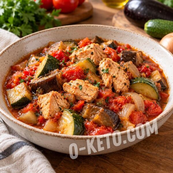 Keto recipes: Multicooker Turkey with Eggplant and Courgettes