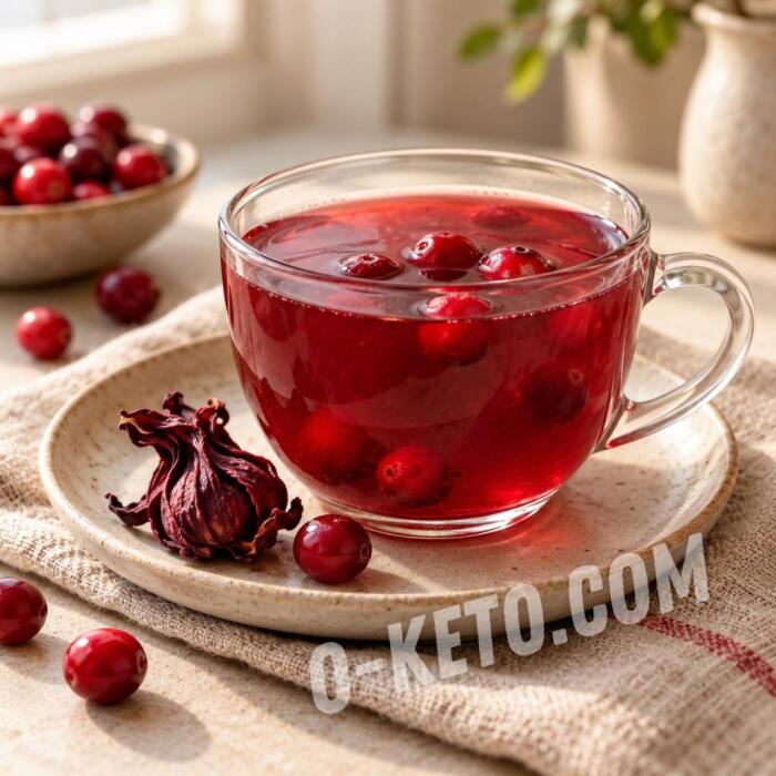 Клюквенный кисель с каркаде и псиллиумом