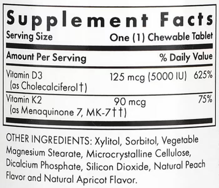 Michael’s-Naturopathic,-D3-with-Vitamin-K2,-Apricot,-90-Vegetarian-Chewable-Tablets-