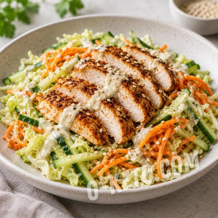 Spiced Chicken Salad with Napa Cabbage and Cucumber