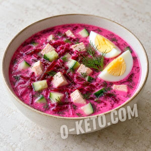 Рецепты на кето: Холодный борщ с курицей и кефиром Рецепты на кето: Холодный борщ с курицей и кефиром