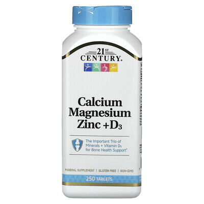 21st Century, Calcium Magnesium Zinc + D3, 250 Tablets