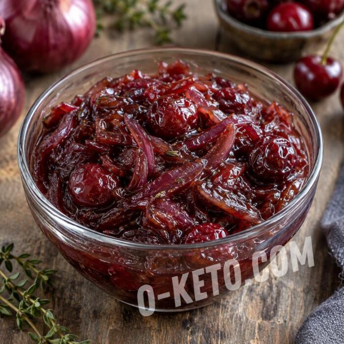 Chutney de ceapă roșie și vișine fără zahăr Chutney de ceapă roșie și vișine fără zahăr