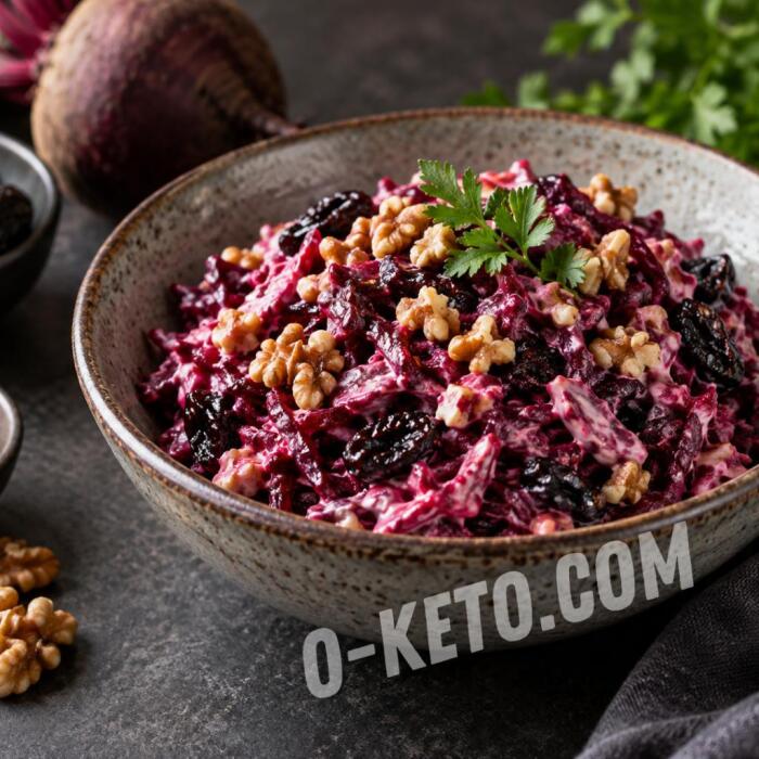 Salată de sfeclă cu prune uscate și nuci Salată de sfeclă cu prune uscate și nuci