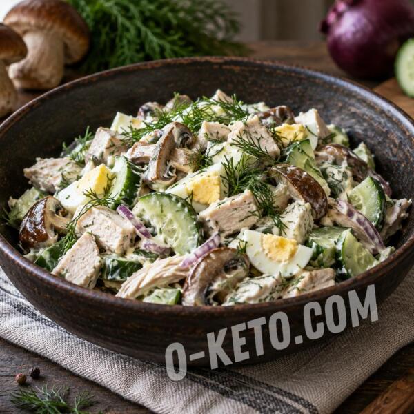 Рецепты на кето: Салат куриный с грибами