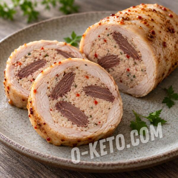 Рецепты на кето: Рулет «Фальшивый заяц» из индейки и курицы су-вид