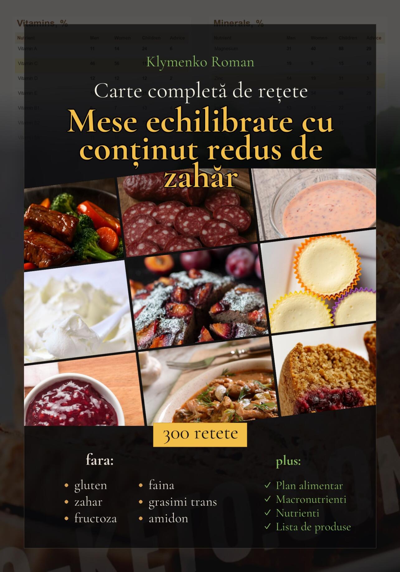 Carte completă de rețete: Mese echilibrate cu conținut redus de zahăr