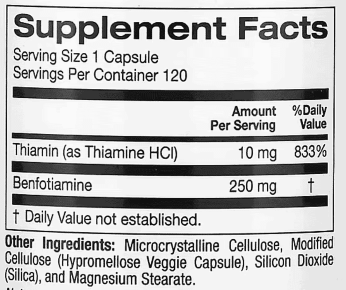 Lake-Avenue-Nutrition,-Benfotiamine-with-Thiamine,-250-mg,-120-Veggie-Capsules-