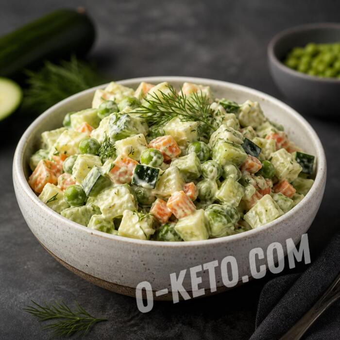 Fresh Olivier Salad with Vegetables and Seed Mayonnaise
