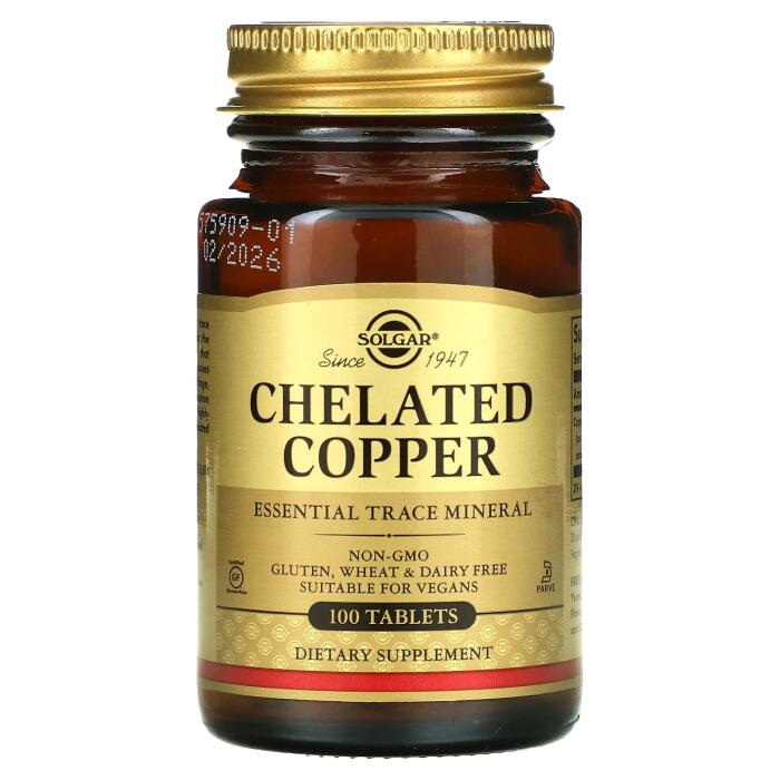 Solgar, Chelated Copper, 100 Tablets (2.5 mg per Tablet) Solgar, Chelated Copper, 100 Tablets (2.5 mg per Tablet)
