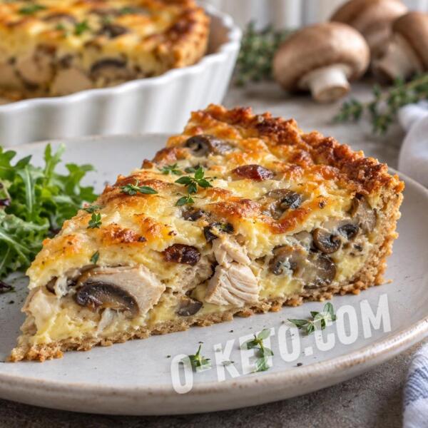 Рецепты на кето: Киш Лорен с курицей и грибами