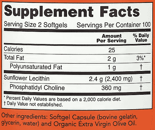 NOW-Foods,-Sunflower-Lecithin,-1,200-mg,-200-Softgels-
