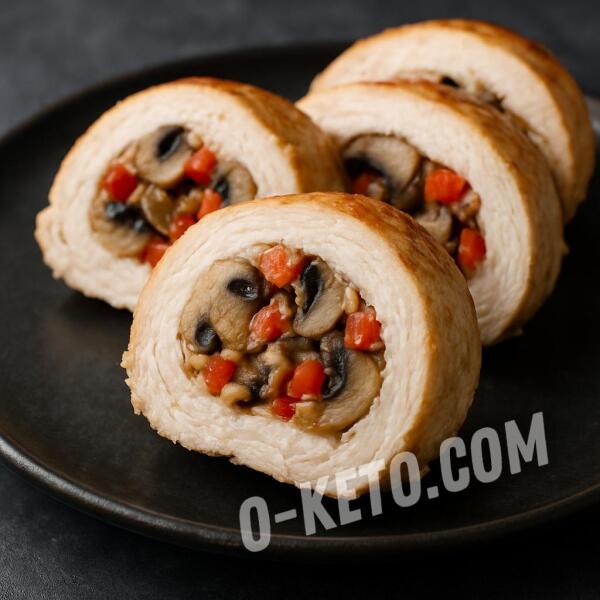 Keto recipes: Stuffed Chicken Roll with Mushrooms and Pepper Keto recipes: Stuffed Chicken Roll with Mushrooms and Pepper