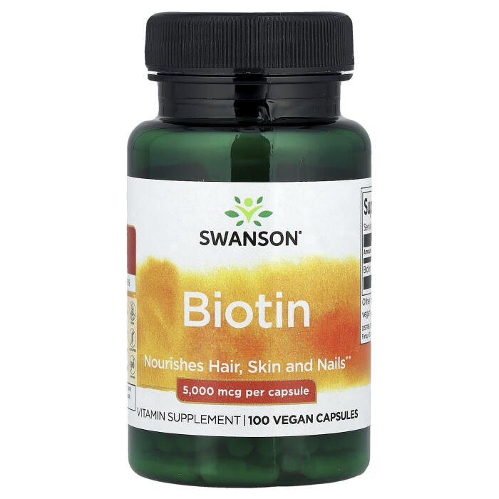 Swanson, Biotin, 5,000 mcg, 100 Vegan Capsules Swanson, Biotin, 5,000 mcg, 100 Vegan Capsules