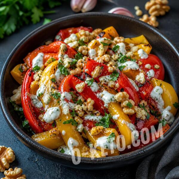 Rețete keto: Salată de ardei gras cu usturoi și nuci Rețete keto: Salată de ardei gras cu usturoi și nuci