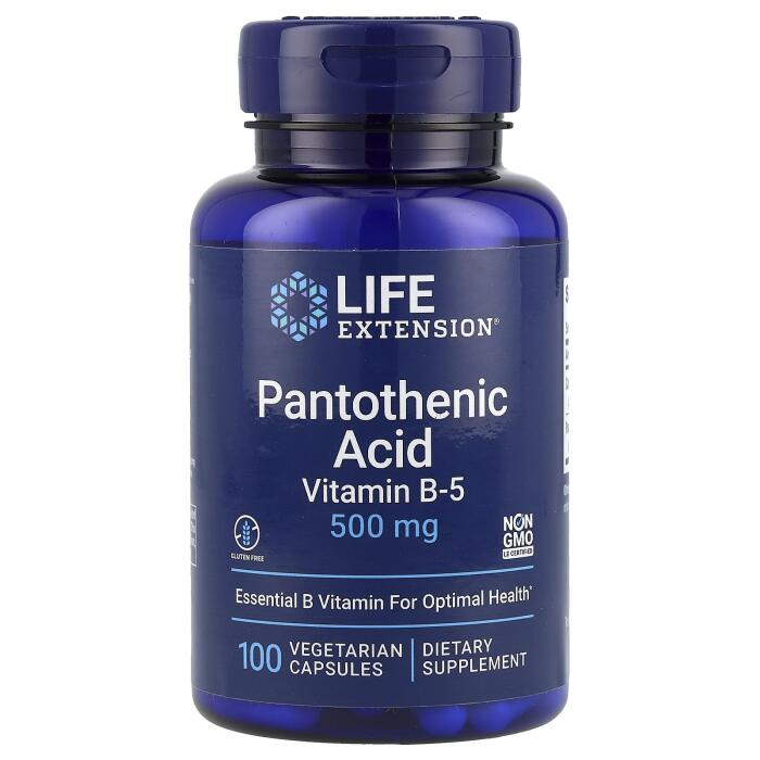 Life Extension, Pantothenic Acid, Vitamin B-5, 500 mg, 100 Vegetarian Capsules Life Extension, Pantothenic Acid, Vitamin B-5, 500 mg, 100 Vegetarian Capsules