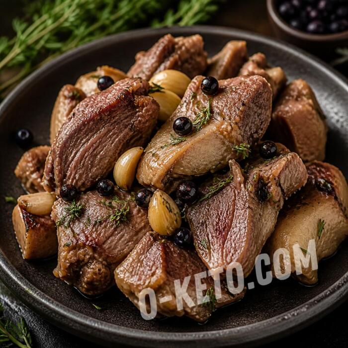 Баранина на пару с чесноком и можжевельником