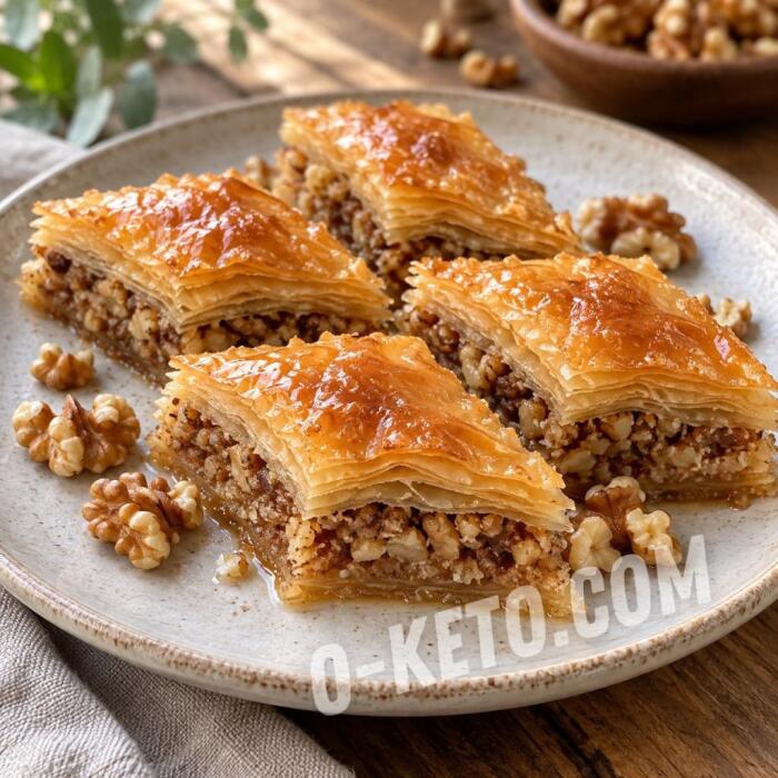 Пахлава на миндальном тесте с грецкими орехами