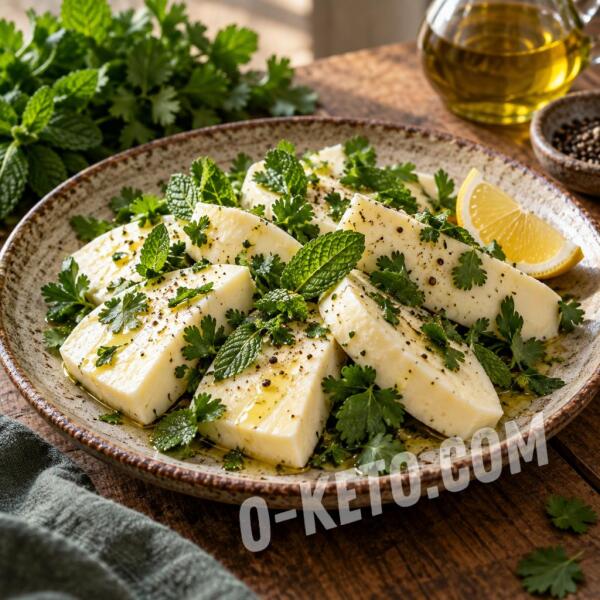 Keto recipes: Sulguni Cheese with Mint and Herbs