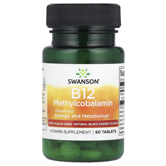 Swanson, Vitamin B12, (Methylcobalamin), Natural Black Cherry, 2,500 mcg, 60 Tablets Swanson, Vitamin B12, (Methylcobalamin), Natural Black Cherry, 2,500 mcg, 60 Tablets