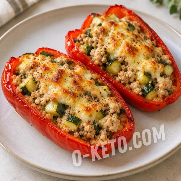 Рецепты на кето: Перцы, фаршированные курицей и кабачком Рецепты на кето: Перцы, фаршированные курицей и кабачком