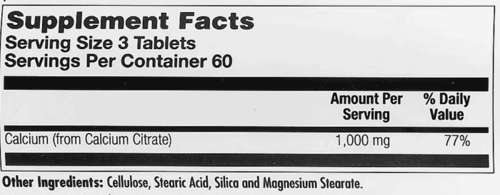 KAL,-Calcium-Citrate-1000,-333-mg,-180-Tablets-(333-mg-per-Tablet)-