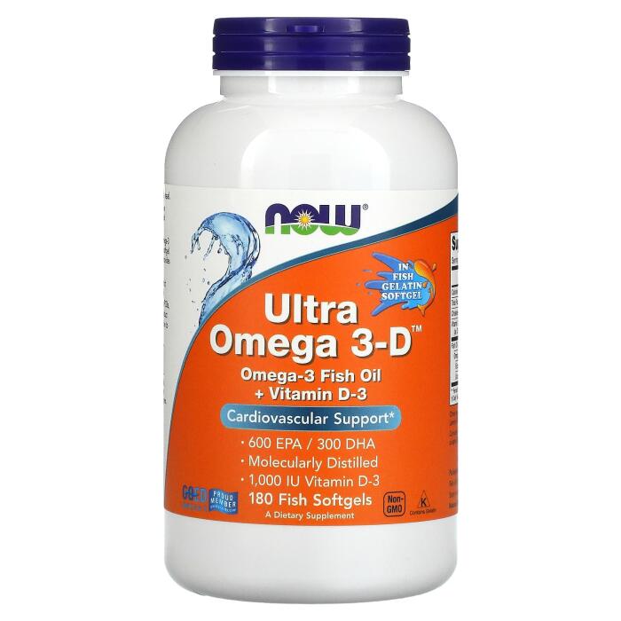NOW Foods, Ultra Omega 3-D, 600 EPA : 300 DHA, 180 Fish Softgels NOW Foods, Ultra Omega 3-D, 600 EPA : 300 DHA, 180 Fish Softgels
