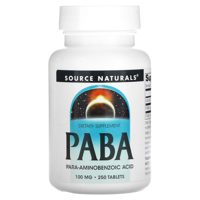 Source Naturals, PABA, 100 mg, 250 Tablets Source Naturals, PABA, 100 mg, 250 Tablets