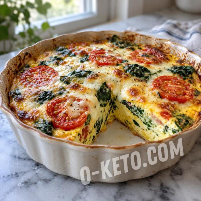 Egg, Spinach, Tomato, and Mozzarella Casserole