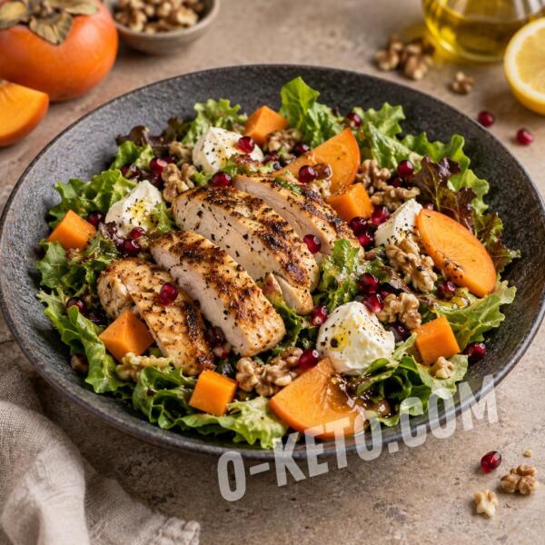 Rețete keto: Salată cu pui, kaki și mozzarella