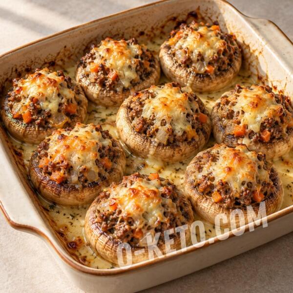 Rețete keto: Ciuperci champignon umplute cu carne de vită și brânză