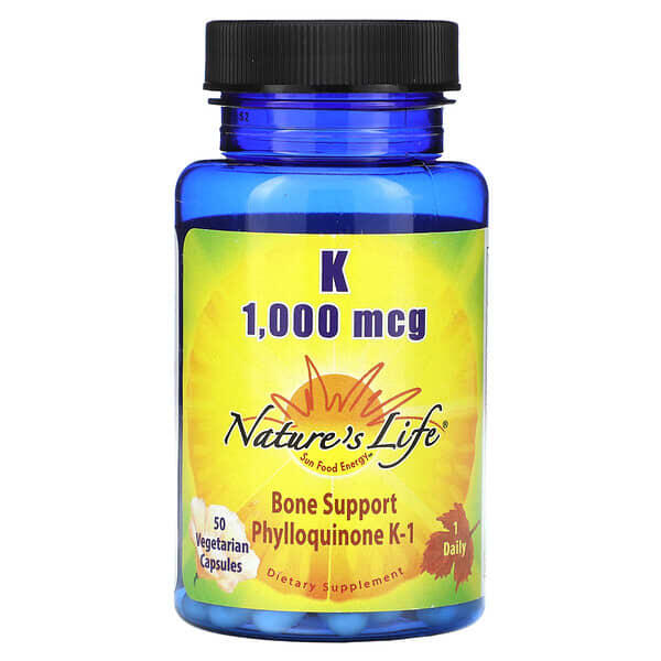 Nature’s Life, Vitamin K, 1,000 mcg, 50 Vegetarian Capsules Nature’s Life, Vitamin K, 1,000 mcg, 50 Vegetarian Capsules