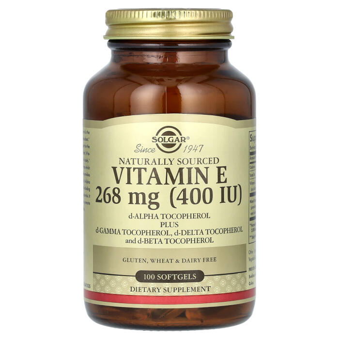 Solgar, Naturally Sourced Vitamin E, 268 mg (400 IU), 100 Softgels Solgar, Naturally Sourced Vitamin E, 268 mg (400 IU), 100 Softgels